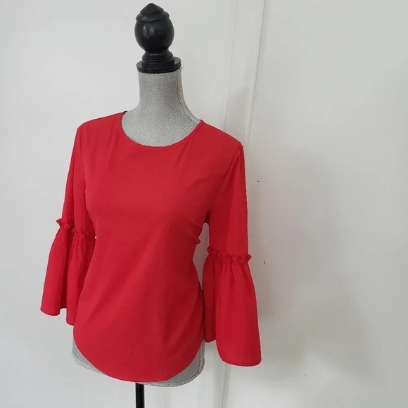 KONTROL Contemporary Women's Red Long Bell Sleeve - Picture 7 of 10